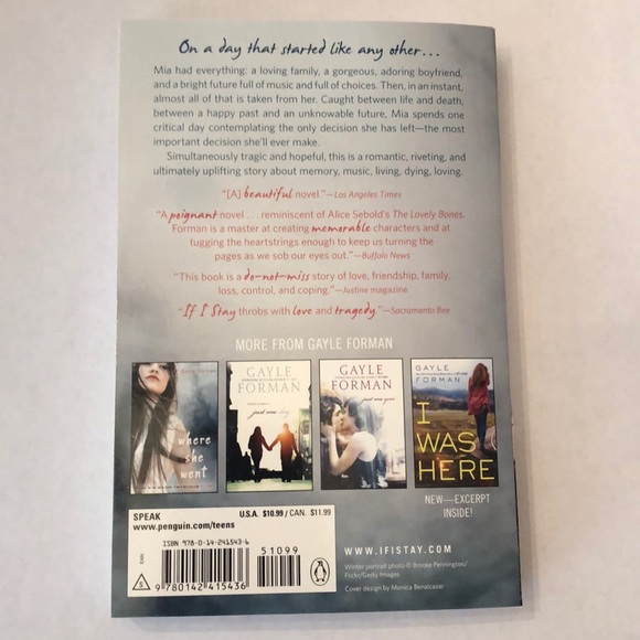 Gayle Forman If I Stay Young Adult Teen Book - Picture 5 of 7